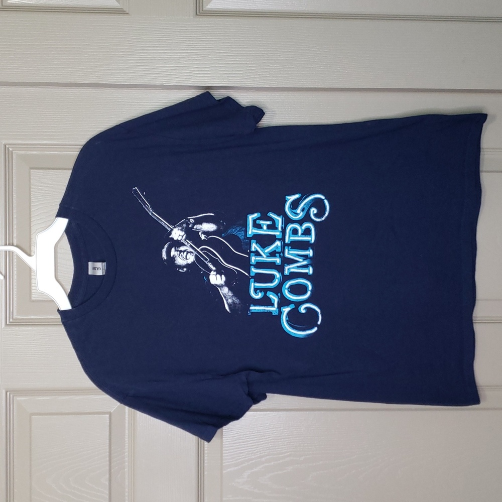 Luke Combs Gildan Graphic Tour T-Shirt Navy Blue Size Medium